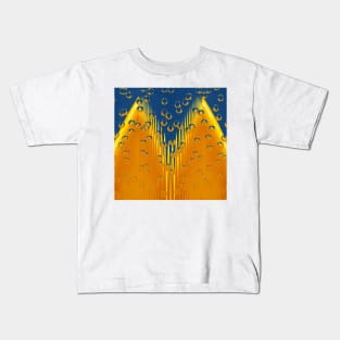 MUCH NEEDED RAİN. Abstract futuristic symmetrical design in vivid yellow and bright blue Kids T-Shirt